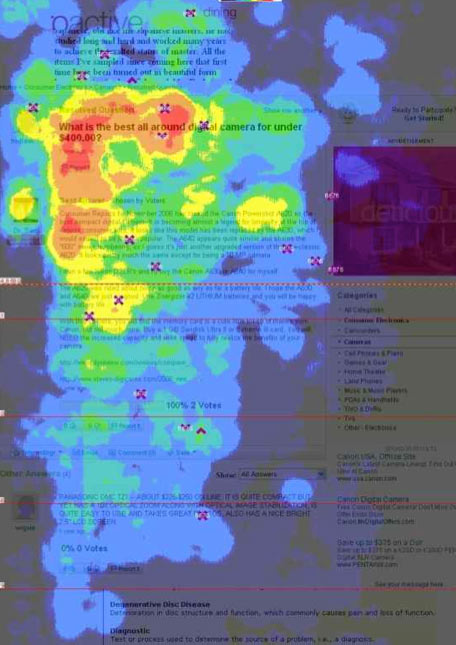Visitor heat map shows which areas of a web page get the most attention