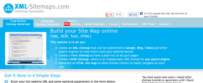 XML-sitemaps - offers a free online sitemap generator