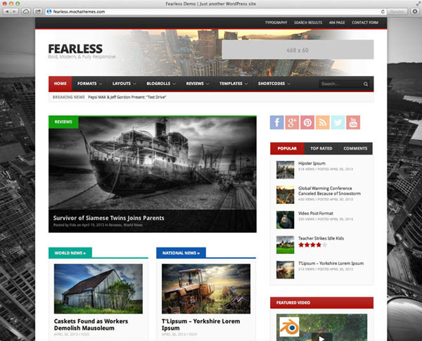 Fearless is a completely responsive, beautiful and minimalist WordPress photography theme